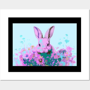 Hot pink, psychedelic bunny Posters and Art